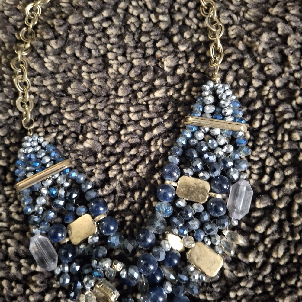 Elegant Blue and Gold Beaded Necklace